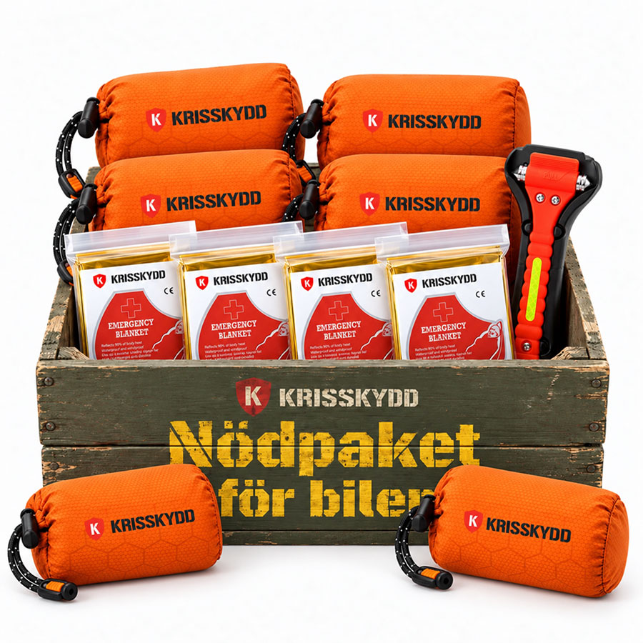 Familjepaket med nödpaket för bilen och två extra nödsovsäckar